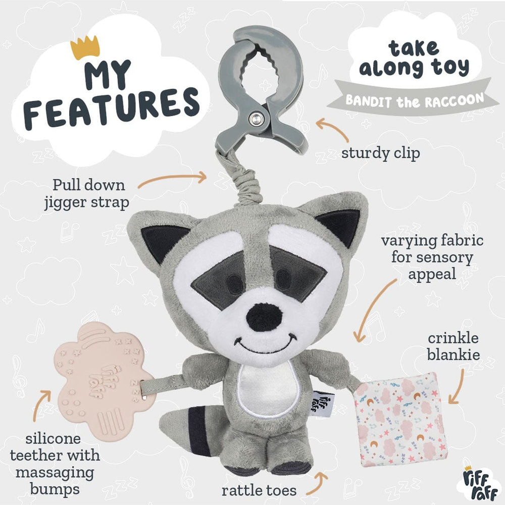 Sensory Pram Toy - Bandit The Raccoon - Riff Raff Baby AU