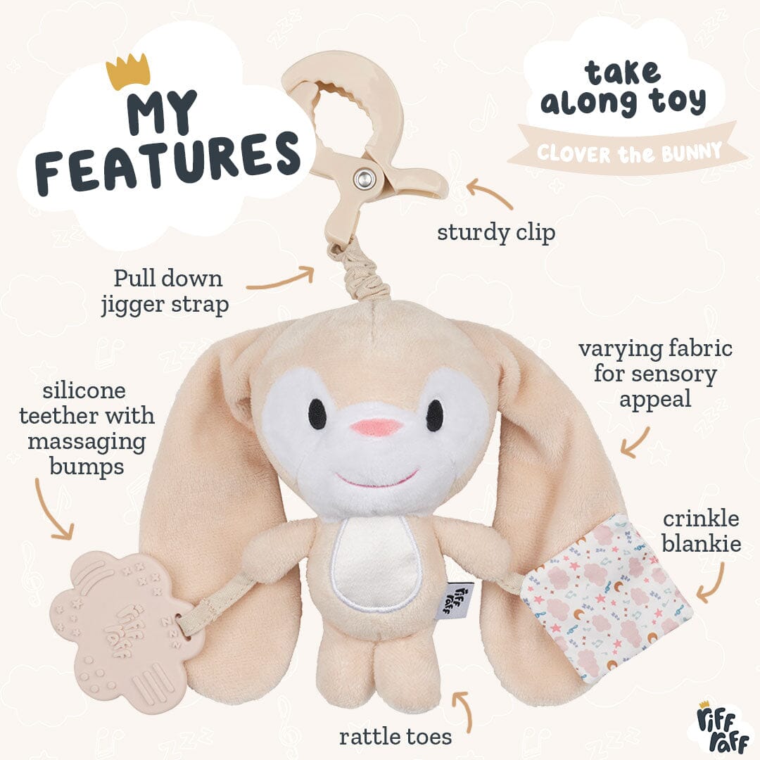 Sensory Pram Toy - Clover The Bunny - Riff Raff Baby AU