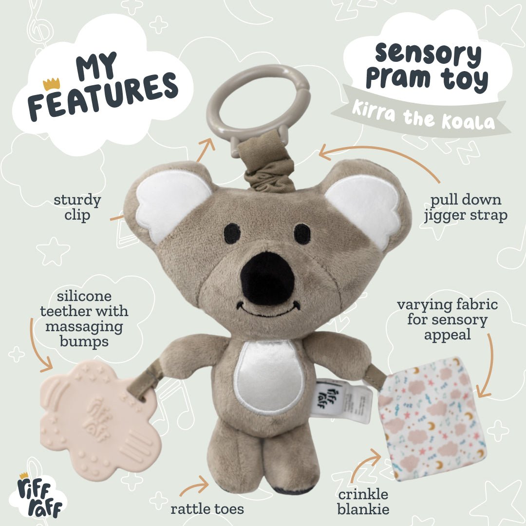 Sensory Pram Toy - Kirra The Koala - Riff Raff Baby AU