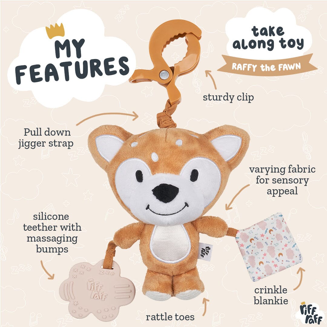 Sensory Pram Toy - Raffy The Fawn – Riff Raff Baby AU