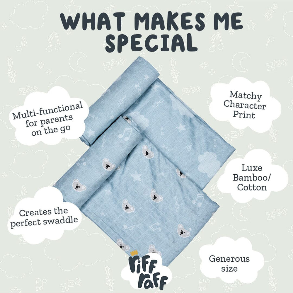 Swaddle 2pk - Kirra The Koala - Riff Raff Baby AU